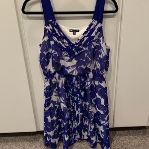 Blue and white floral print dress